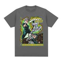 Anime Jojo Bizarre Adventure Hirose Koichi Pattern Tshirt 2026 Summer Unisexs Womens Casual Cotton Oversized Tshirt Street Y2K S