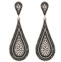 Retro European-American Water Drop Earrings - Fashionable Bead Chain Design for Women