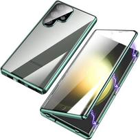 Case for Samsung Galaxy S25 Ultra S24 S23+ S22 S26 FE Plus with Double Sided Tempered-Glass & Metal Frame Phone Bumpers Full Lens Protection Cover for Samsung S23 žalia