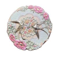 Delicate Makeup Mirror Emboss Flower Pattern Pocket Mirror Peony Cosmetic Mirror  Cosmetic Tools Mirror