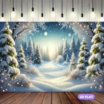 2D Magical Glowing Snowy Tree Background for Family Photoshoot 47.2x31.5inch/120*80cm