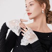 Ruched Detachable Cuffs Chiffon Fake Flared Sleeves Fashion Lace Fake Sleeves Cuff  Lolita Matching