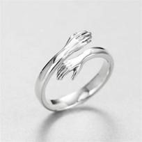 I Want to Hug You Stainless Steel Ring - Popular Simple Design Adjustable sidabras