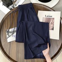 Women's Drawstring Elastic Waist Wide-Leg Cropped Pants M
