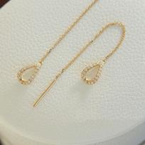 Korean New Trendy Long Green Crystal Drop Earrings Vintage Temperament Tassel Ear Line Earrings For Women Jewelry