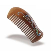 Mandarin Duck Lacquered Nanmu Wood Hair Comb - Painted Design for Daily Use