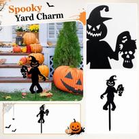 Halloween Metal Garden Stake Scarecrow Pumpkin Head Figure Yard Decoration with Ground Spike 30cm Height Outdoor Halloween Ornament one size