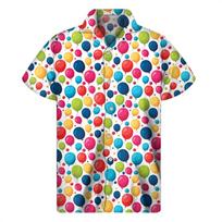 Cartoon Air Balloon 3D Print Hawaiian Shirt Men Summer Cool Lapel Shirts Fashion Short Sleeve Tops Oversized Button Blouse S