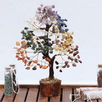 Septynių čakrų gydomųjų akmenų kristalų bonsai laimės pinigų medis sėkmei, turtui, klestėjimui, namų, biuro, virtuvės dekorui, ideali dovana, 300 karoliukų