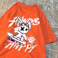 Always Happy Skateboard Rabbit Mens T-Shirts Oversized Harajuku Soft Clothes Fashion Breathable T Shirt Cotton O-Neck Tshirt S