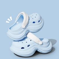 Fashion Lovely Girls Sky Blue Clogs Summer 2025 Thick Bottom Wedge Heels Sandals Wmen Chunky Platform Soft Eva Diy Cloud Slippers Shoes 36-37