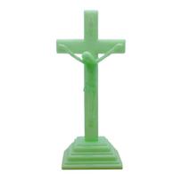Glowing Catholic Cross Decoration Resin Catholic Symbol Statue Crucifix Light Up Pendant