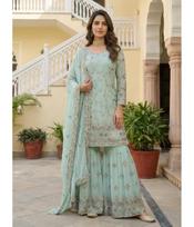 Bollywood Sharara Salwar Kameez Rinkinys Moterims Indų Dizainerio Etninis Dirbtinio Džordžeto Salwar Kostiumas M