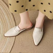 Women's Slippers and Ladies Sandals Mules Pointed Toe Slides Cheap Liquidation Natural Skin on Promotion New Fashion Shoes 35