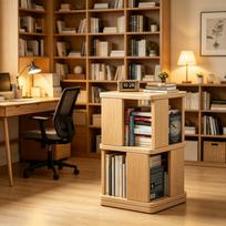 Rotating Solid Wood Bookshelf Floor Shelf Picture Book Rack Living Room Shelf Wall Cabinet Children's Bookcase Book Shelf