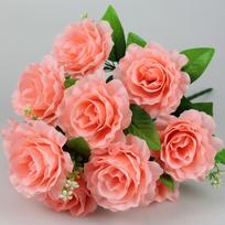 12 Heads Real Happy Silk Flower Plastic Mini Fake Rose Flowers Bouquet Photography Photo Gift Valentine's Day Natural Flower