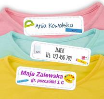 64 Szt. Naprasowanki Metki Naklejki Imienne Imienniki Na Odzież Ubrania