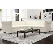 Vidaxl Sofa Chesterfield, Pięcioosobowa, Biała, Sztuczna Skóra