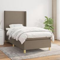 Vidaxl Łóżko Kontynentalne Z Materacem, Taupe, Tkanina, 90X200 Cm