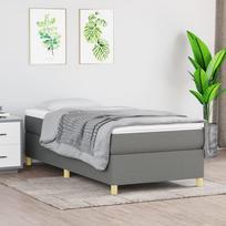 Vidaxl Łóżko Kontynentalne Z Materacem, Ciemnoszara Tkanina 90X200 Cm