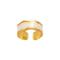 Personalized Stainless Steel Enamel Drip C-Shaped Ring, Wide Band, Adjustable for Women