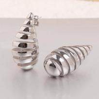 New Style Ribbed Water Drop Hollow 35MM Fashion Stainless Steel Stud Earrings for Women