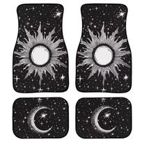 Gothic Sun Moon Car Floor Mats 4pcs Universal Anti-Slip Dustproof Auto Front Rear Carpet for SUV Sedan Van