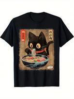 Cat Ramen Japanese Fun Cute Cat Anime Gift Unisex T-shirt S
