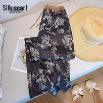 Women's Flowy High-Waisted Printed Wide-Leg Drawstring Pants S