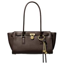 Michael Kors M K Hamilton Leather Shoulder Bag With Gold Metal Accents Women Shoulder Bag Chocolate 30F5GNXT0L-CHOCOLATE Shopping Bag Set(Basic Set+Shopping Bag)