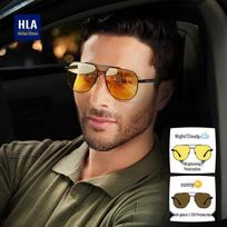 HLA Men's Carbon Fiber Day & Night Polarized Photochromic Sunglasses