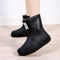 Women’s Fleece-Lined Non-Slip Rain Boots and Kitchen Clogs with Thick Soles for Added Height, Japanese Style, Stylish and Cute. 38-39