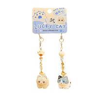 2Pcs Paw Beads Cat Fishbone Keychain Cute Car Keyring Cartoon Resin Cat Pendant  Key Decor Style 3