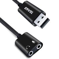 ENVEL USB to 3.5mm Audio Adapter, External Stereo Sound Card, Dual TRS 3-Pole 3.5mm Headphone and Microphone Jack, for PS4PS5PCLaptop, Built-in Chip,