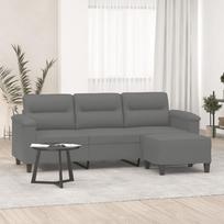 Vidaxl 3-Os. Sofa Z Podnóżkiem, Ciemnoszara, 180 Cm, Obita Mikrofibrą
