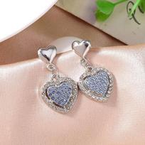 Chic Silver Color Love Heart Drop Earrings for Women Girls Crystal Stud Earrings Wedding Party Jewelry Gifts