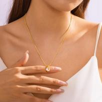 Romantic Heart Zircon Drop Necklace for Women Simple Rhinestone Stainless Steel Necklace Girls Party Jewelry Accessory