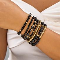 Creative Artistic Crystal Gravel Beaded Bracelet Set for Women Vintage Bohemian Stacked Bracelet Girls Party Jewelry Gifts