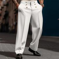 Men's Double Row Button Wide Leg Straight Pants in Multiple Colors S