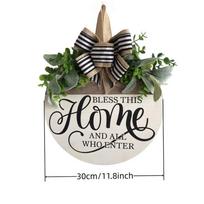 Welcome Sign For Front Door, Rustic Round Wood Wreaths Wall Hanging Outdoor Decor, Porch Fence Decorations Hanging Gift For Home