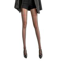 New Ultra-thin Vertical Line Pantyhose Anti-hook Perspective Silk Pantyhose Elasticity High Waist Mesh Stockings Women XXXS