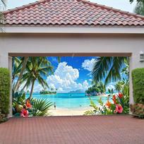 2D Palm Leaf Floral Beach Garage Door Banner Holiday Decor 47.2x31.5inch/120*80cm
