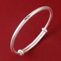 999 Sterling Silver Frosted Push-Pull Ethnic Bracelet, Peace & Joy Design, Pure Silver Gift for Girlfriend. 999 Sterling Silver