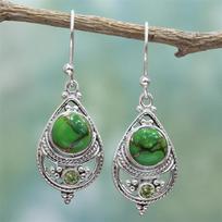 Vintage Dangle Boho 925 Silver Natural Gemstone Hook Turquoise Earrings