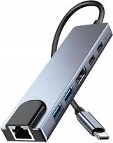 Hub Usb-C 6W1 Hdmi 4K Rj45 Lan 2Xusb 3.0 Pd 100W Macbook M1 M2 Thunderbolt