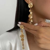 Vintage Exquisite Long Tassels Drop Earring for Women Fashion Geometric Metal Round Pendant Earrings Wedding Party Jewelry Gifts