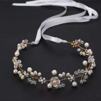 Luxurious Bridal Wedding Headbands Pearl and Rhinestone Handmade Flower Hairband Lightweight Bride Tiaras