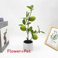 Faux Lemon Green Potted Plant Bonsai For Wedding Decor And Photography Props Green White