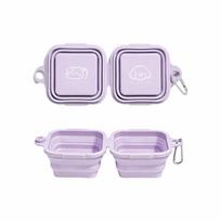 2-in-1 Feeder Bowls Leakproof Cat Water Bowl Food Dispenser Silicone Folding Pet Bowl  Outdoor violetinė