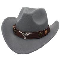Big-edge Western Cowboy Hat Woolen Party Cosplay Hat Adjustable Cowgirl Jazz Hat  Cycling Caps